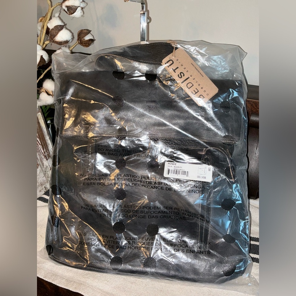 NWT Bed Stu Leather Howie Flapover Leather Backpack Black Rustic Retail $365 - Picture 13 of 14